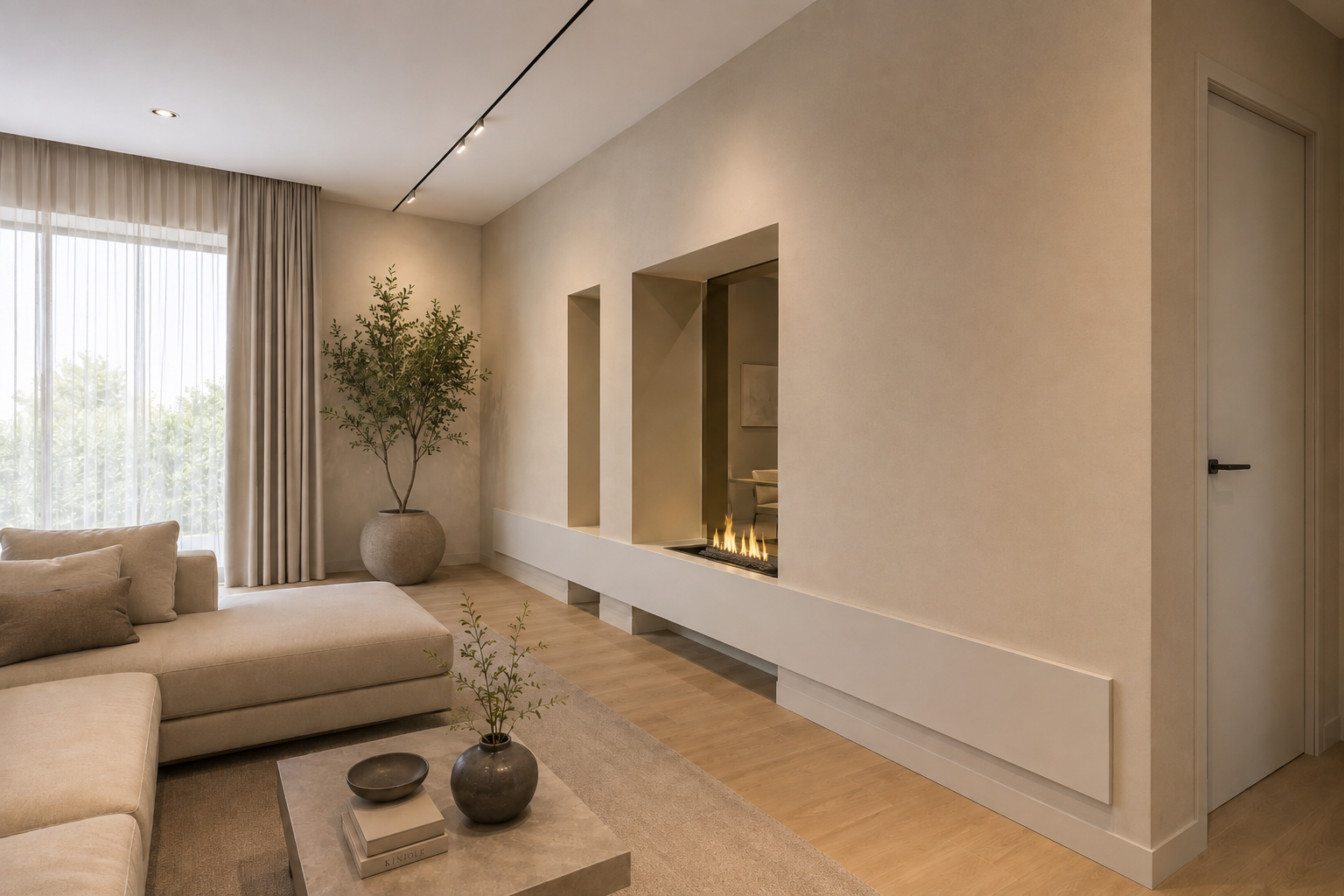 Krb vloženy do steny Silestone Miami White